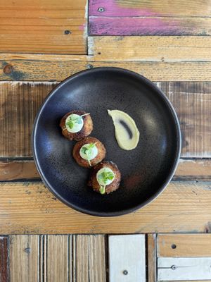 Mushroom arancinis  at Nagev in Evandale