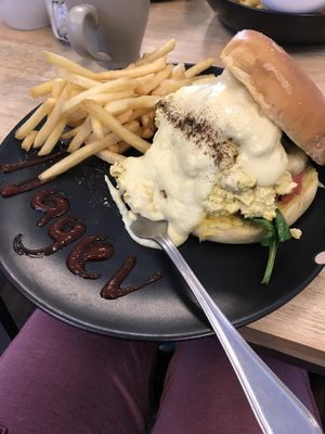 Breakfast burger at Nagev in Evandale