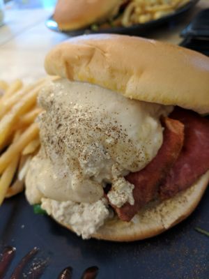 Breakfast burger at Nagev in Evandale