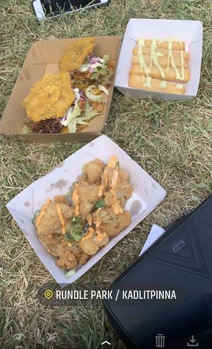 Cassava fries> jackfruit (?) and popcorn cauliflower @ the Adelaide vegan festival  at Nagev in Evandale