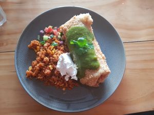 Deep fried burrito at Nagev in Evandale