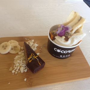 Cocowhip with Banana, Macadamia and a Raw Vegan Marsbar at Mr Black Juicery in Berwick