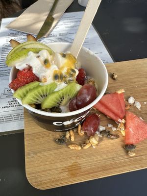 Soft serve and granola and fruit   at Mr Black Juicery in Berwick