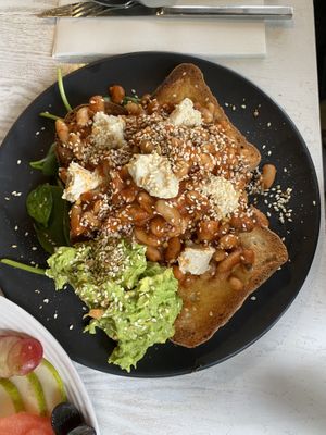Beans! The quinoa toast was unusual and tasty!  at Mr Black Juicery in Berwick