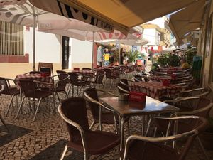 Outside seating  at Ateliê 47 in Silves