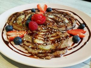 Apple pancakes at Paradise Plantbased in North West London