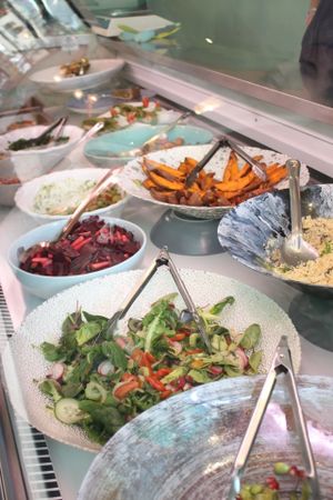 selection of vegan salads  at Paradise Plantbased in North West London