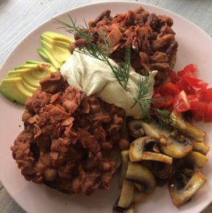 bagel and beans at Paradise Plantbased in North West London