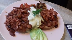 Bean bagel at Paradise Plantbased in North West London