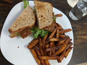 TLT with fries at Grow Your Roots Cafe in Ottawa