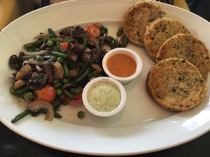 Lentil and Chiafritters  at Greg Cafe in Tiberias