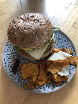 Chickpea burger   at All You Eat is Love in Barcelona