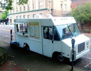 Hot Potato parked parked at its most frequent location -- near the intersection of Court and Union streets, along Ohio University's College Green! at Hot Potato Food Truck in Athens