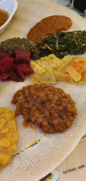 Part of the veggie assortment at Menelik in Paris