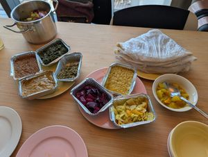 the "assortiment vegetarien" from the menu for take away.
salad in the pot is not part of the dish at Menelik in Paris