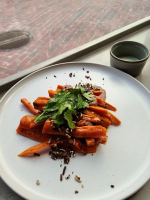 Carrots with dates and Jalapeño puree at EVO Restaurant and Bar in Portland