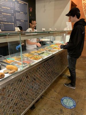 Black ladle means vegan. Green is vegetarian   at Samosa House in Santa Monica