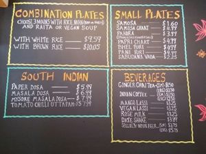 menu at Samosa House in Santa Monica