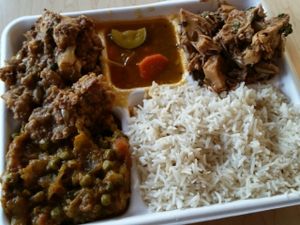 combo plate at Samosa House in Santa Monica