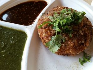 veg patty at Samosa House in Santa Monica