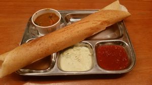 masala dosa with coconut chutney and sambar! at Samosa House in Santa Monica