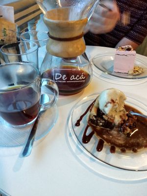 Amazing vegan desserts and coffee from the cafe upstairs at De Aca in San Jose