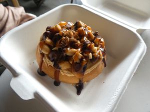 Snickers cinnamon roll  at De Aca in San Jose