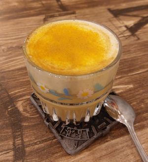 Golden Milk 黃金素奶 (Soya Milk 豆奶) at Ohms Cafe & Bar in Hong Kong Island