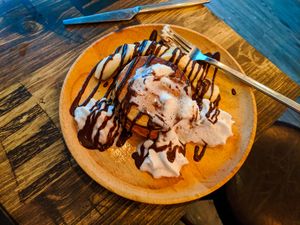 Vegan banana pancakes at Ohms Cafe & Bar at Ohms Cafe & Bar in Hong Kong Island