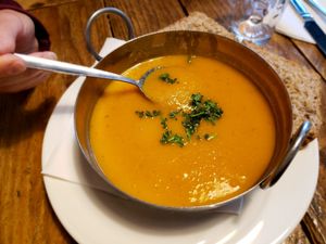 Carrot and lentil soup at Peckish Cafe in Ennis