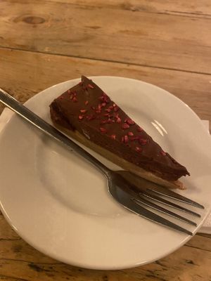 Vegan raspberry and chocolate torte!  at Faro Lounge in Lichfield