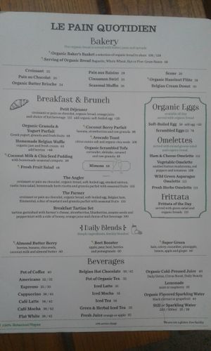 Menu 2 at Le Pain Quotidien - The Avenue in Hong Kong Island