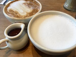 A delicious soy latte and almond hot chocolate at Le Pain Quotidien - The Avenue in Hong Kong Island