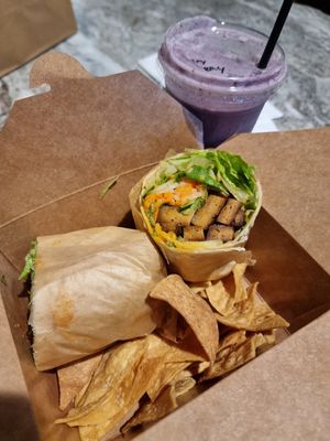 Tofuyaki Wrap and Very Berry Smoothie at Cafe Square One  in Philadelphia