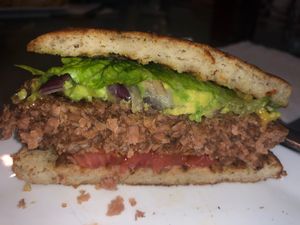 Signature Burger with Avocado at Blondie's Vegan in Boynton Beach