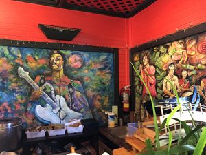 Music Icons art at Bangkok Happy Bowl in Koloa