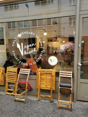 From the outside at Vegan Kiosk in Bratislava