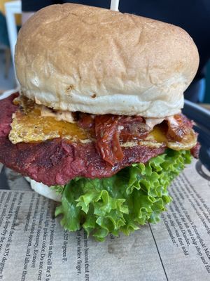 Classic burger  at Vegan Kiosk in Bratislava
