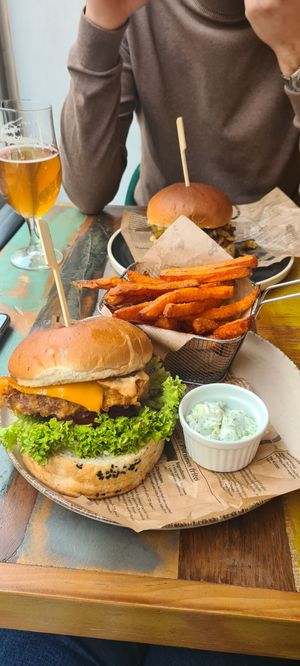 Crispy burger at Vegan Kiosk in Bratislava