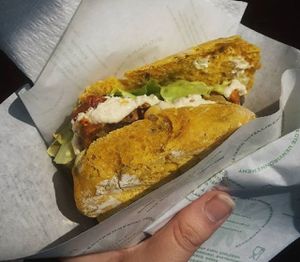 the axel burger at Vegan Kiosk in Bratislava