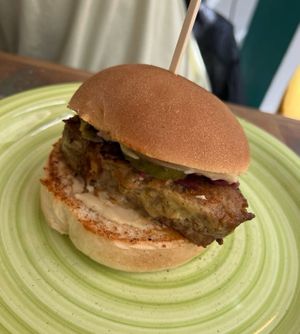 “pork roast pi” burger  at Vegan Kiosk in Bratislava
