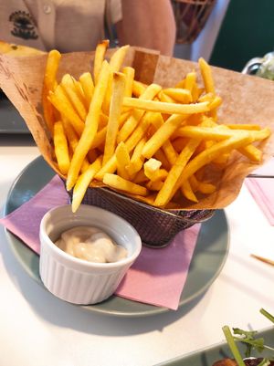 Fries and vegan mayo at Vegan Kiosk in Bratislava