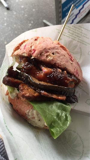 The FACON burger at Vegan Kiosk in Bratislava