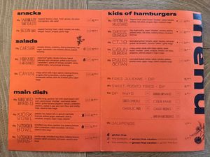 Menu in English  at Vegan Kiosk in Bratislava