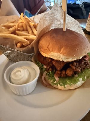 Pulled seitan with fries (fries are extra)  at Vegan Kiosk in Bratislava