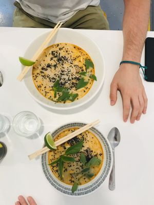 weekend specialty - tom yum soup at Vegan Kiosk in Bratislava