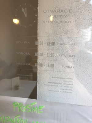 Opening hours 12.09.2020 at Vegan Kiosk in Bratislava
