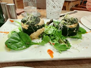 Zucchini with tofu and seitan cream  at Mamabeach in Olbia