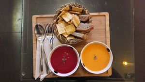 Our classics at Gaia are available here as well. Andalusian style gazpacho and beetroot salmorejo at Organic's in Sevilla