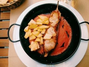 Berenjena rellena de areoz y queso vegano at Organic's in Sevilla